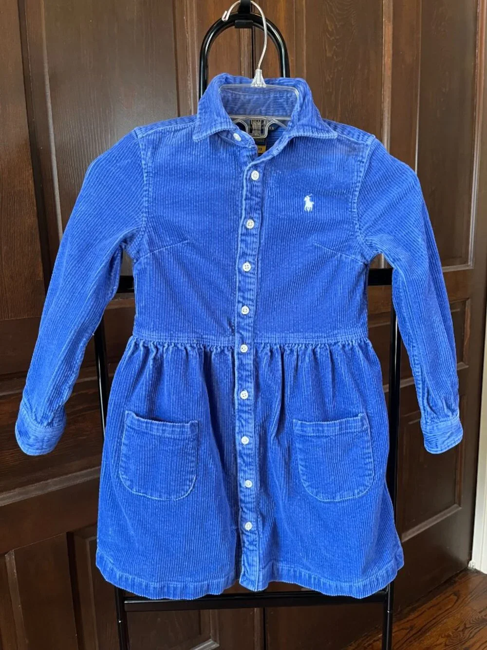 Polo Ralph Lauren Girl's Size 7 Wide Wale Corduroy Dress Periwinkle Blue